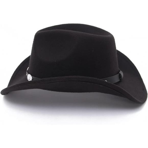 WESTERN Cowboy Hat with Belt 02-black - Picture 3 of 6